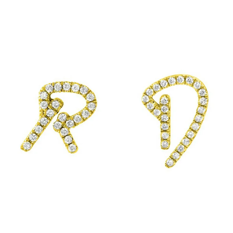 Animal Print Drop Earrings for Fun -Custom Signature Initial Earring With Diamonds