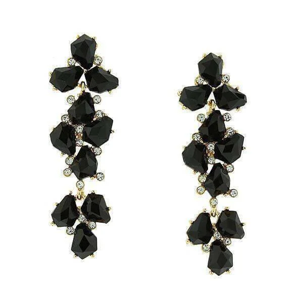 Adjustable Drop Earrings for Custom Fit -2028 Jewelry Jet Black with Crystal Accent Linear Earrings