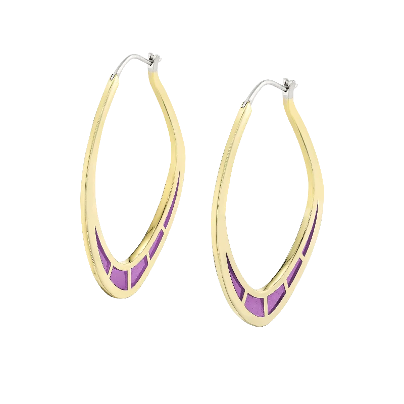 Pearl Drop Earrings for Elegance -Cica Earrings with Purple Enamel