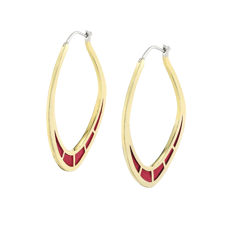 Silver Drop Earrings for Men -Cica Earrings with Red Enamel