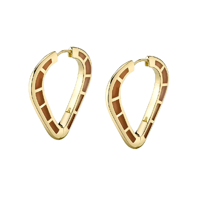 Lead Free Drop Earrings for Health -Cobra Hoop Earrings with Cognac Enamel