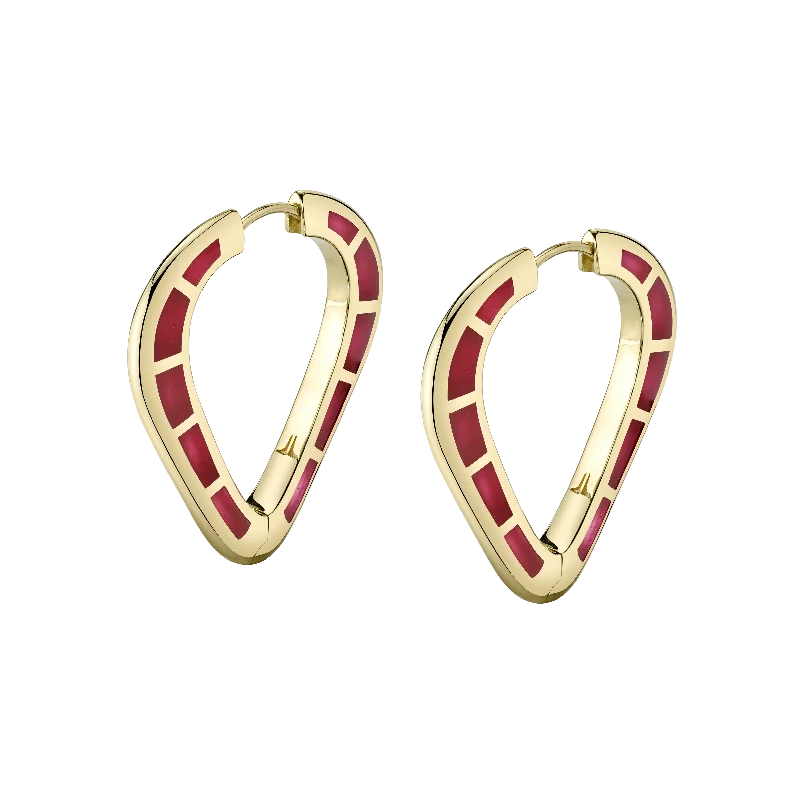 Waterproof Drop Earrings for Outdoor -Cobra Hoop Earrings with Red Enamel