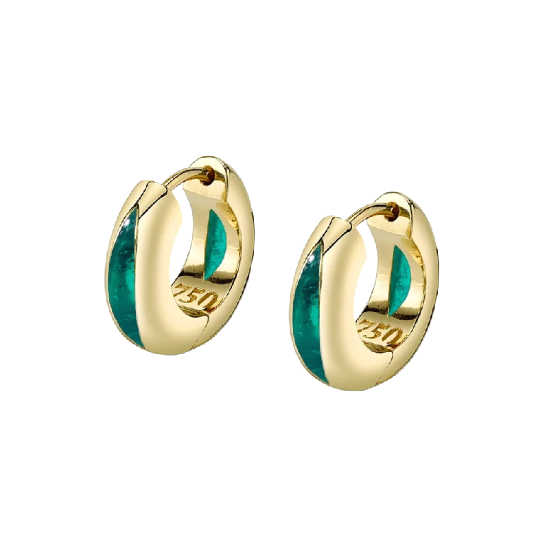 The Perfect Huggie Earring with Green Enamel