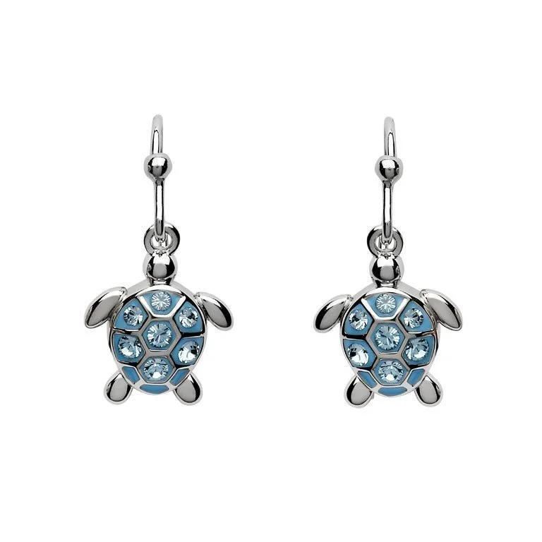 Rhinestone Drop Earrings for Sparkle -Drop Turtle Earrings With Blue Swarovski® Crystals