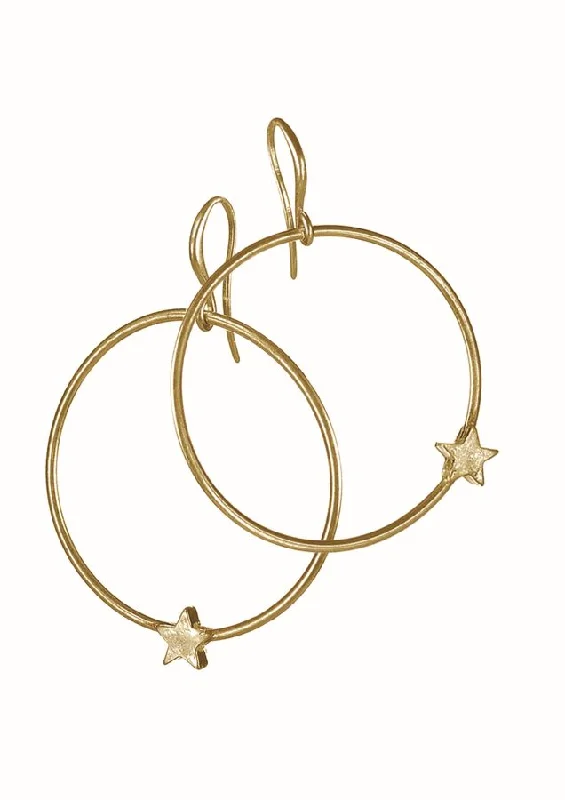 Drop Earrings with Infinity Symbols -Hot Tomato Ring Drop with Lone Star Captured Earrings in Worn Gold