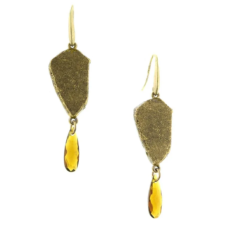 Punk Drop Earrings with Spikes -T.R.U. Hippekaya Drop Nugget With Topaz Color Briolette Earrings