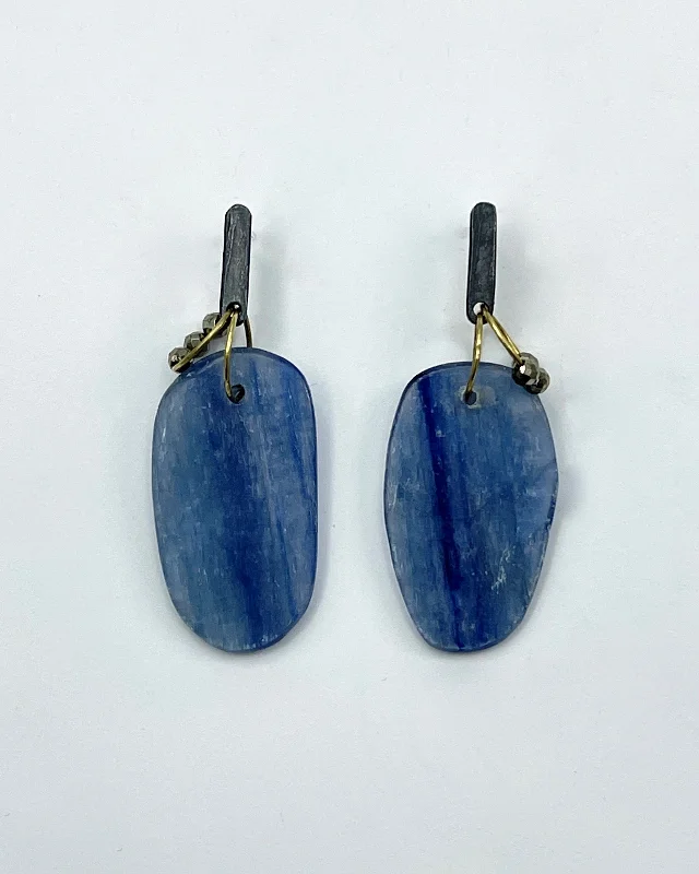 Minimalist Drop Earrings with Simplicity -Heather Guidero Mini Tangle with Kyanite and Pyrite Earrings