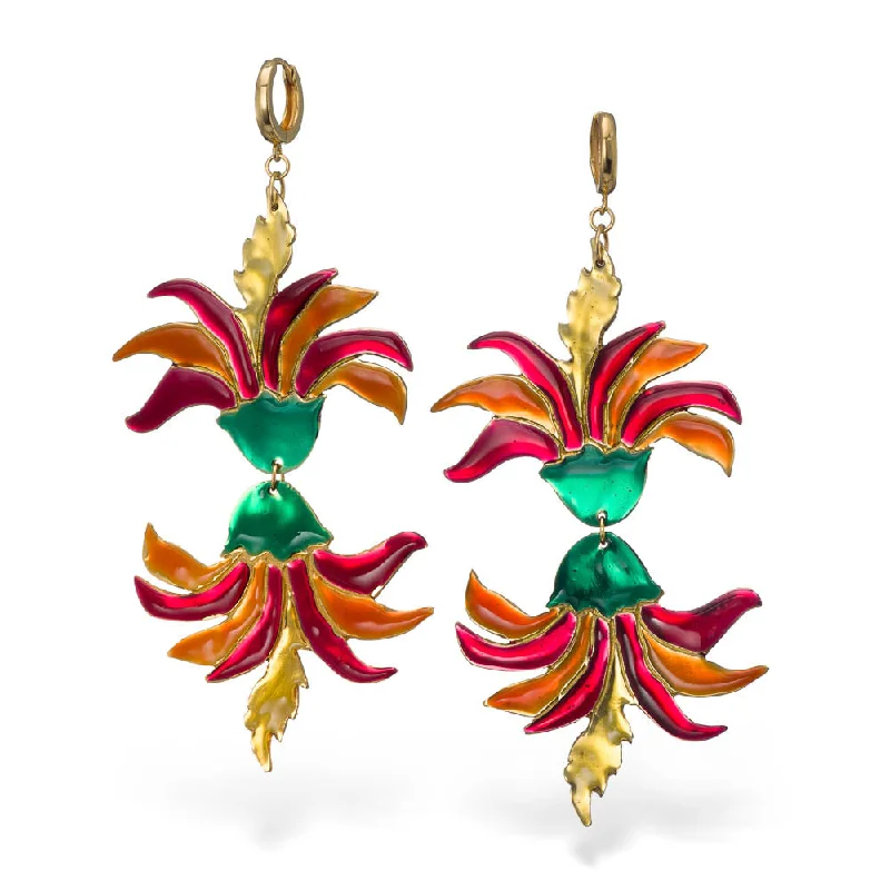 Drop Earrings for Everyday Glamour -Mirror lotus - earrings with enamel