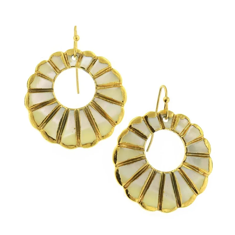 Drop Earrings with Knot Designs -1928 Jewelry Gold With Mother Of Pearl Round Drop Wire Earrings