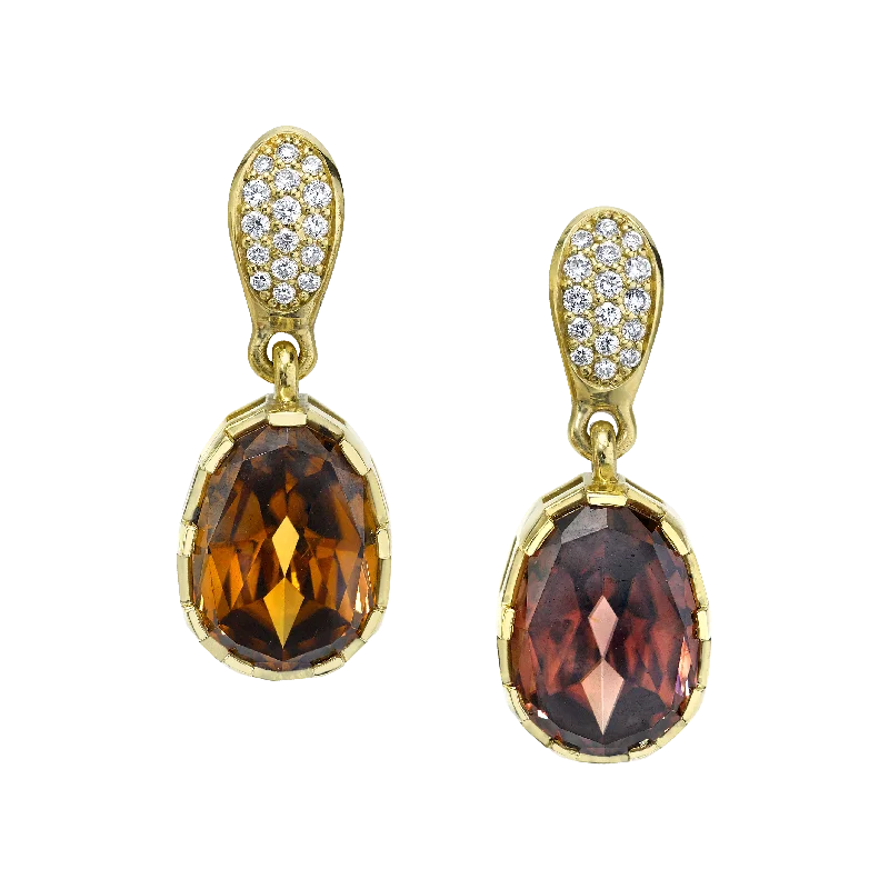 Drop Earrings with Wave Designs -Precision Cut Earrings featuring Zircons with Diamond Pave