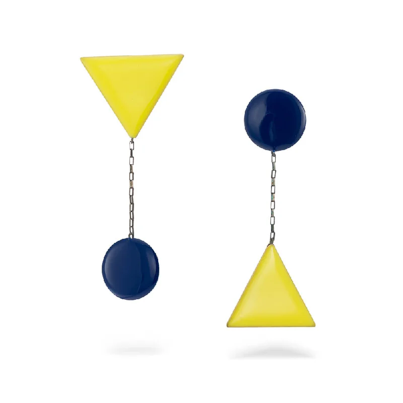 Drop Earrings for Mother's Day -Primaries II - earrings with enamel - blue & yellow