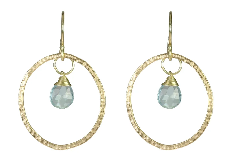 Drop Earrings with Etched Designs -Single Loop Earrings with Stone