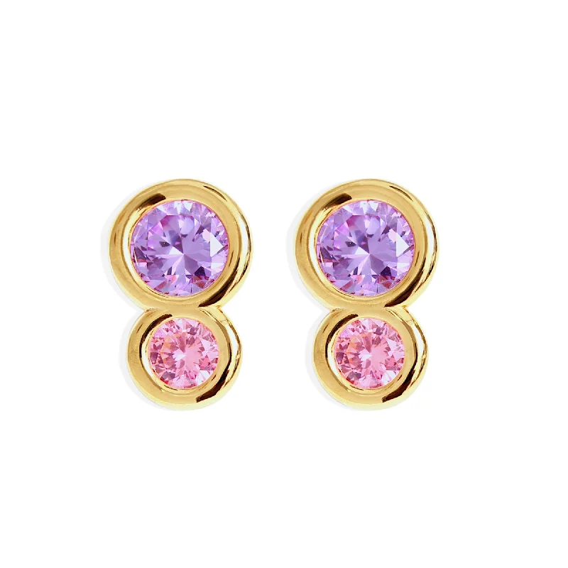 Animal Print Drop Earrings for Fun -SLOANE Earrings - Gold with Lilac and Pink