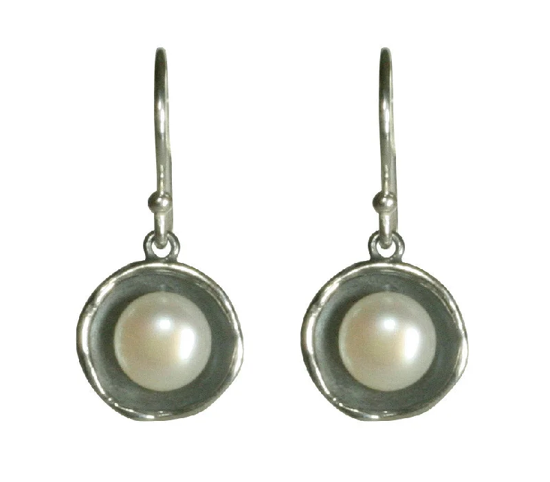 Drop Earrings with Polished Shine -Small Dishy Earrings with Pearls Hook