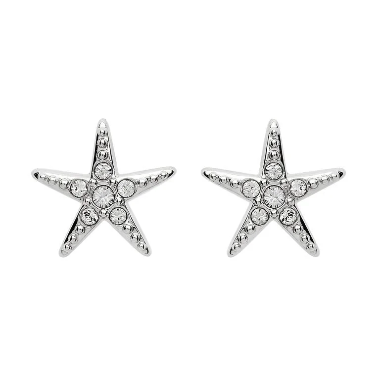 Studded Drop Earrings with Gemstones -Stud Star Fish Earrings With Swarovski® Crystals