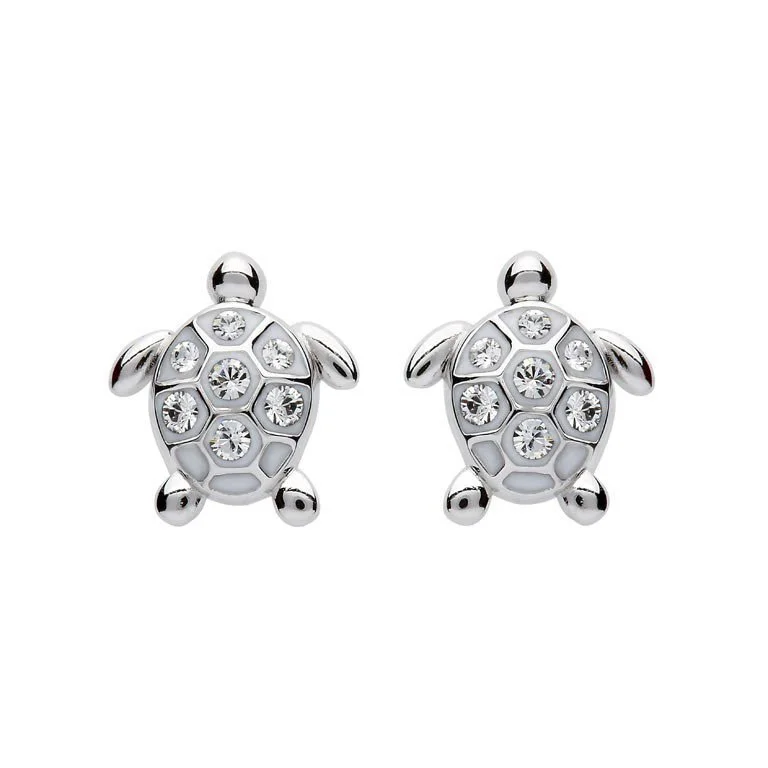 Drop Earrings with Filigree Work -Stud Turtle Earrings With Swarovski® Crystals