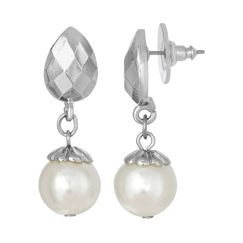 Crystal Drop Earrings for Sparkle -1928 Jewelry Teardrop Shape with Faux Pearl Drop Post Earrings