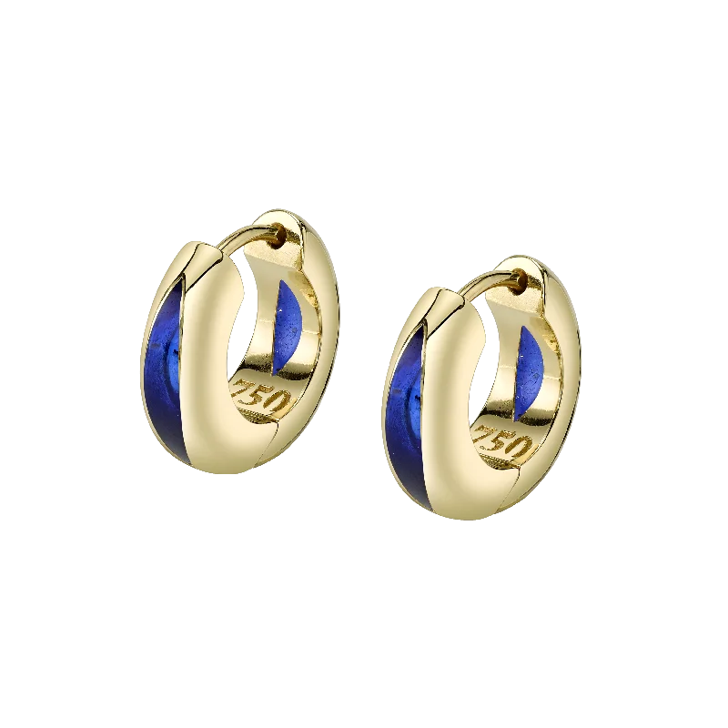 Floral Drop Earrings with Petals -The Perfect Huggie Earring with Blue Enamel