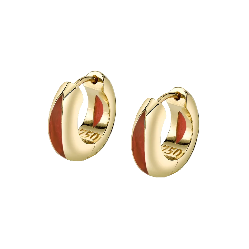 Oval Drop Earrings for Grace -The Perfect Huggie Earring with Cognac Enamel