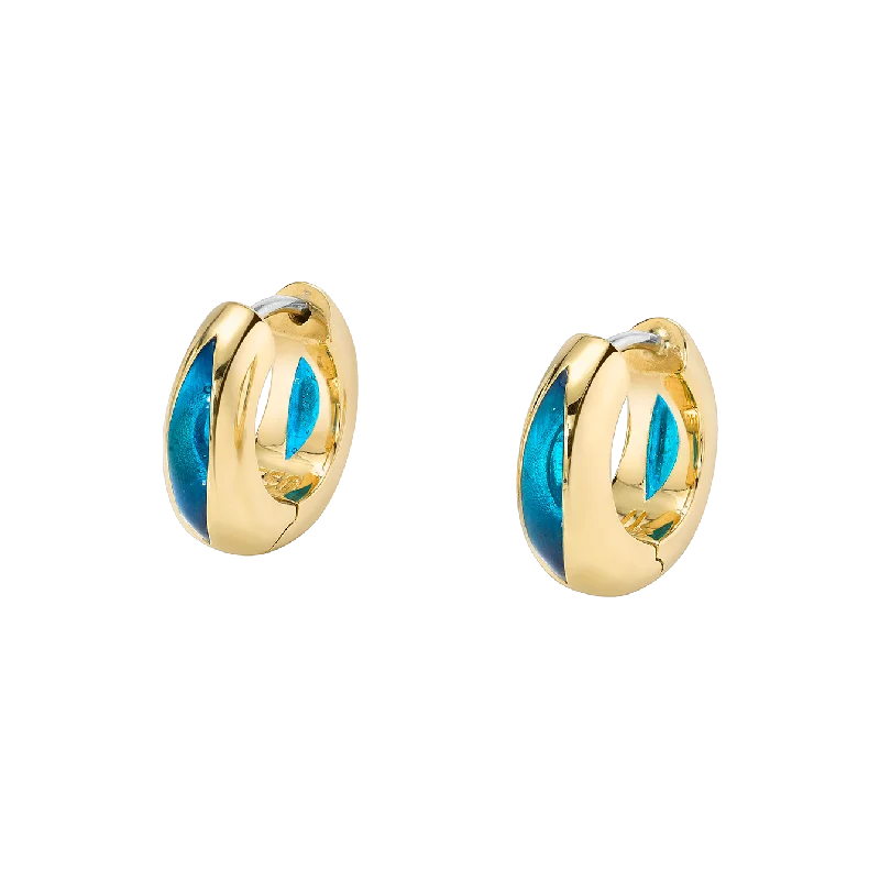 Geometric Drop Earrings for Trend -The Perfect Huggie Earring with Light Blue Enamel