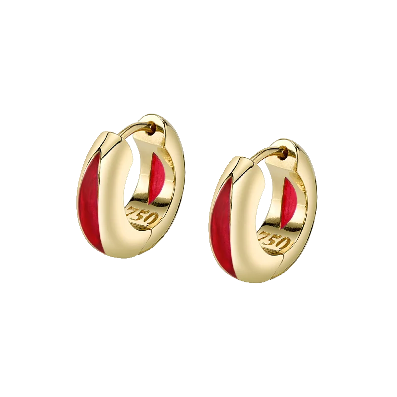 Triangular Drop Earrings for Edge -The Perfect Huggie Earring with Red Enamel