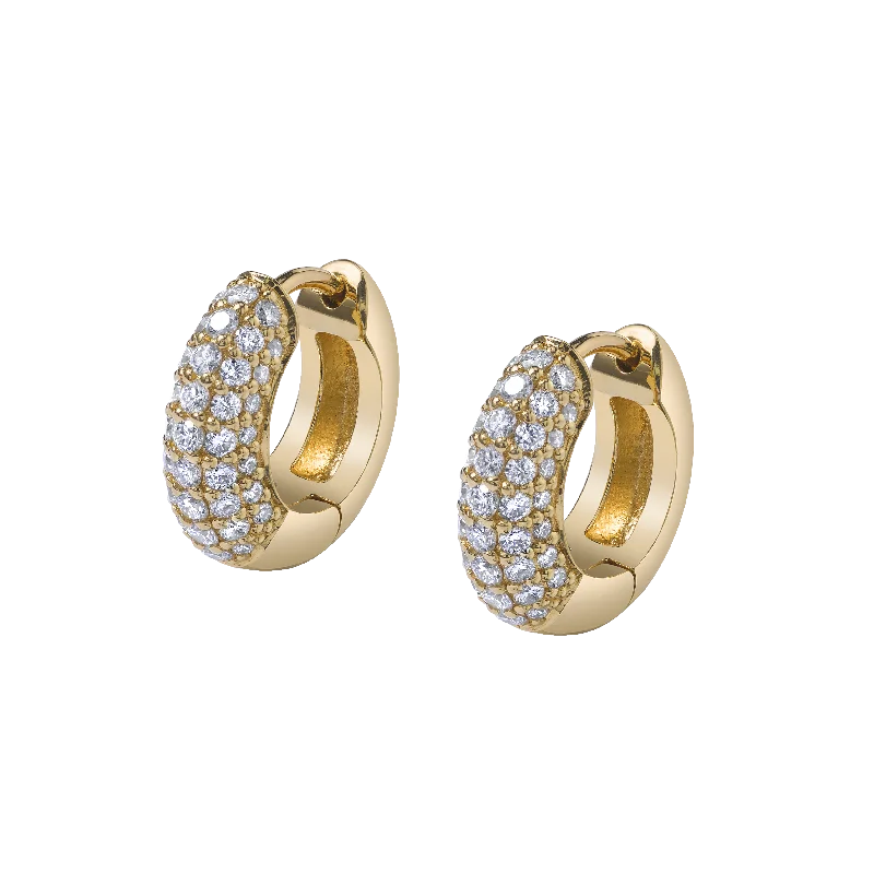 Magnetic Closure Drop Earrings for Easy -The Perfect Huggie Earring with Diamond Pave