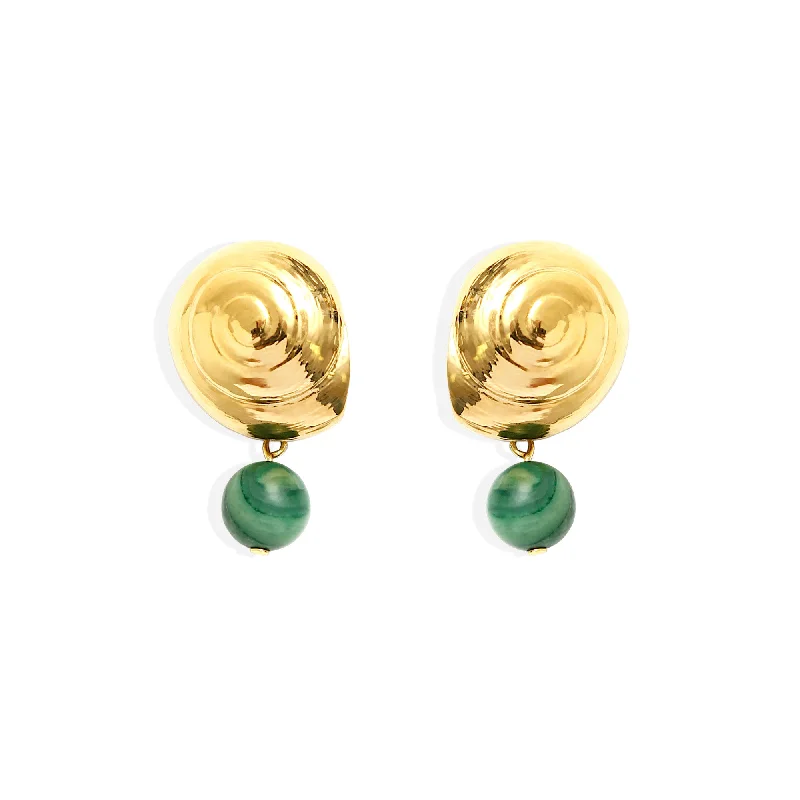 Hippie Drop Earrings with Beads -THIA Earrings - Gold with Jade