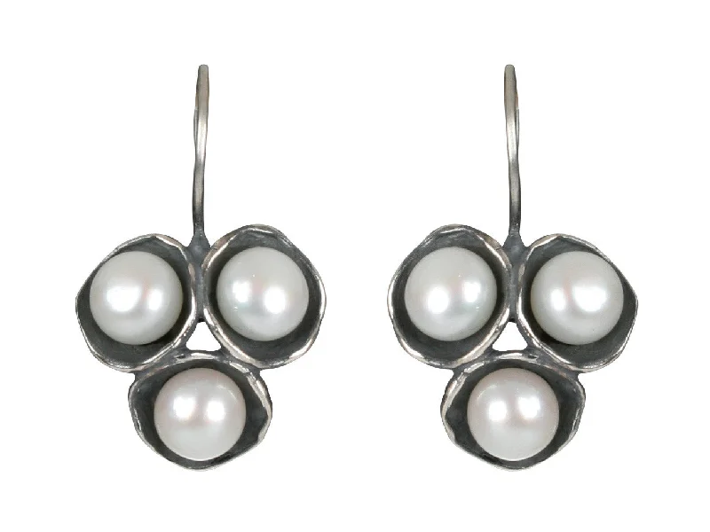 Drop Earrings for Graduation Day -Tri-Pod Pearl Earrings with Hook