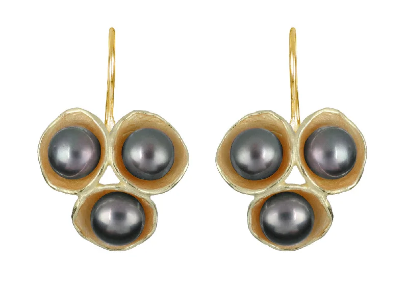 Drop Earrings for Christmas Party -Tri-Pod Pearl Earrings with Hook