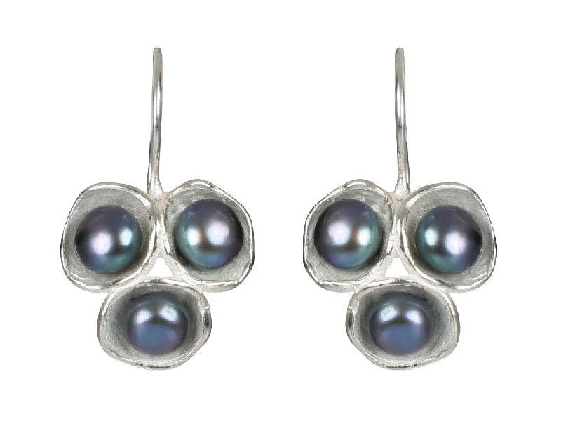 Drop Earrings for Prom Night -Tri-Pod Pearl Earrings with Hook