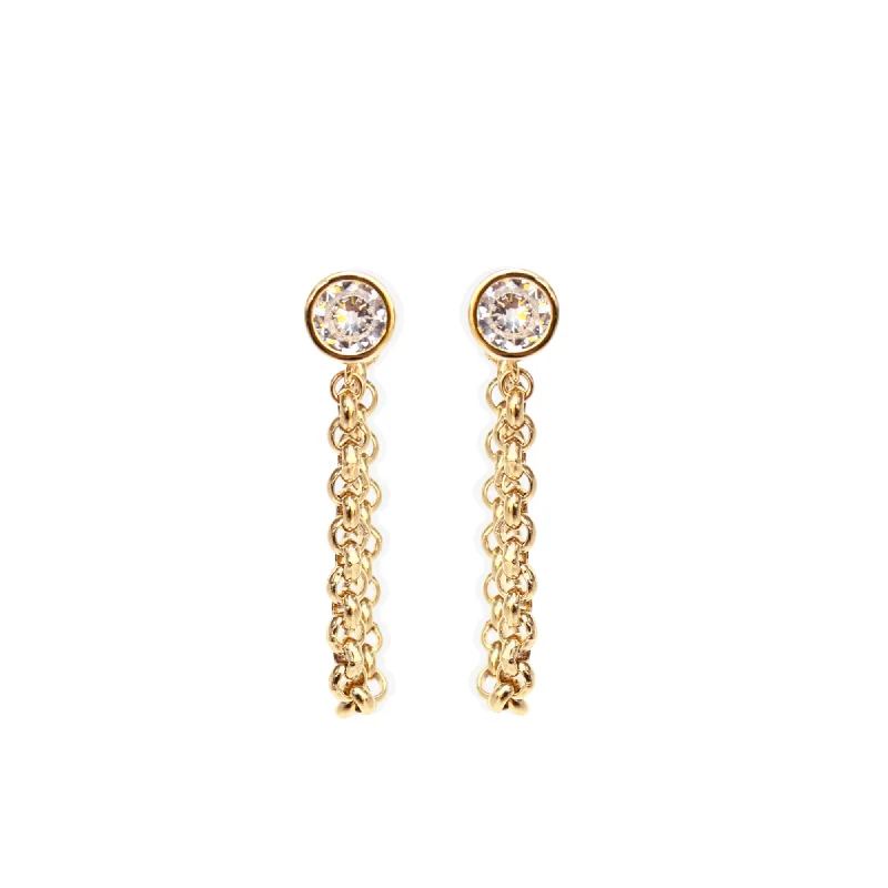 Retro Drop Earrings for Nostalgia -TRIOMPHE Earrings - Gold with CZ