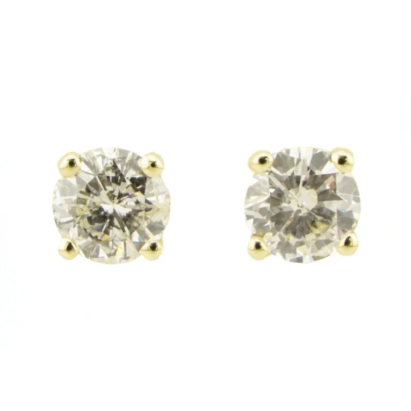 Stud Earrings for Anniversary -0.56ctw Round Diamond Solitaire Stud Earrings in 14K Yellow Gold