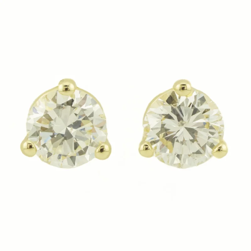 Stud Earrings for Christmas Party -0.80ctw Round Diamond Solitaire Stud Earrings in 14K Yellow Gold