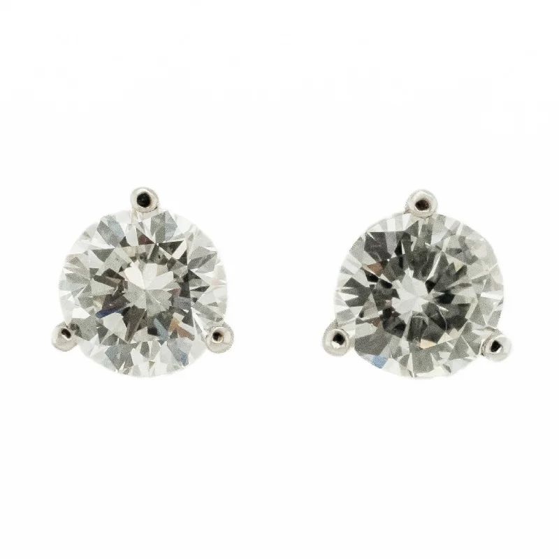 Stud Earrings for Travel Look -0.94ctw Round Diamond Solitaire Stud Earrings in 14K White Gold