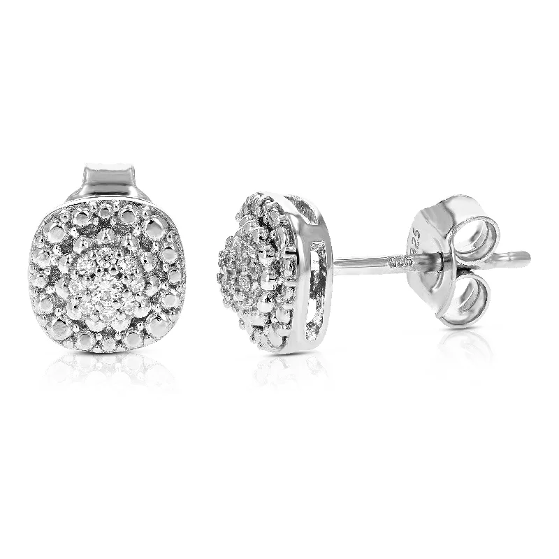 Nickel Free Stud Earrings for Safety -1/10 cttw Round Cut Lab Grown Diamond Stud Earrings For Women .925 Sterling Silver