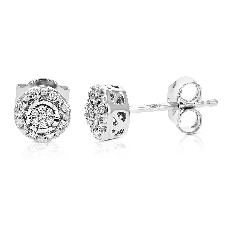 Stud Earrings with Enamel -1/10 cttw Round Lab Grown Diamond Stud Earrings Prong Set in .925 Sterling Silver