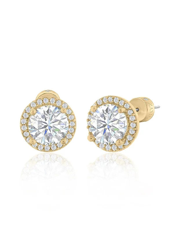 Retro Stud Earrings for Nostalgia -1.25 Carat CZ Halo Stud Earrings