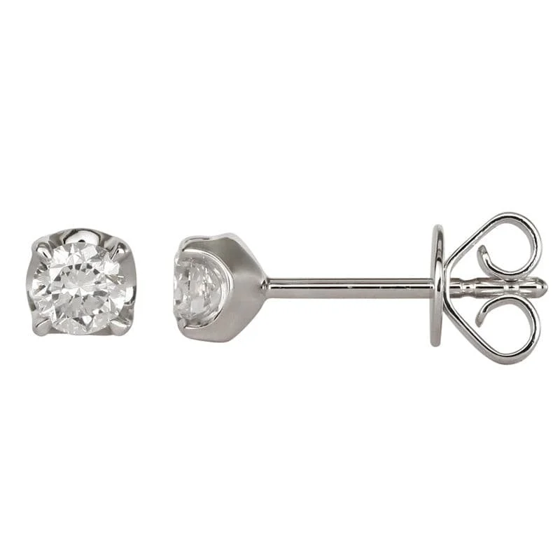 Double Stud Earrings for Impact -1/3 Carat Diamond Solitaire Stud Earrings