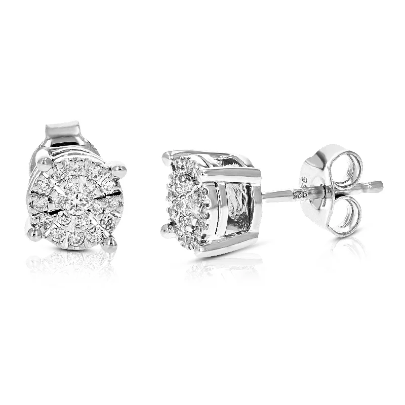 Tarnish Resistant Stud Earrings for Longevity -1/4 cttw Diamond Stud Earrings for Women, Round Lab Grown Diamond Earrings in .925 Sterlinng Silver, Prong Setting, 1/4 Inch