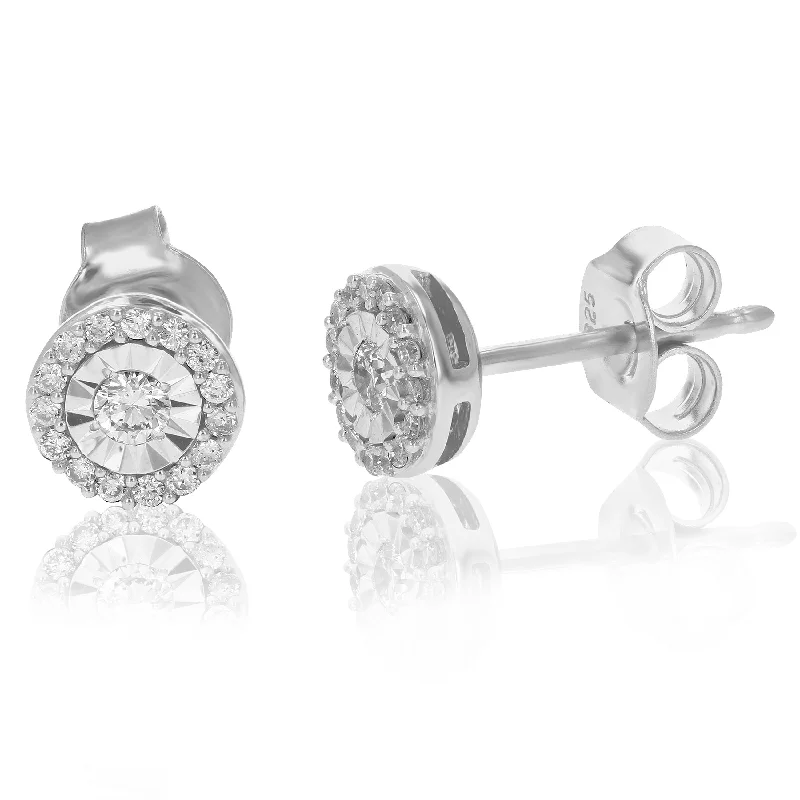 Waterproof Stud Earrings for Outdoor -1/4 cttw Lab Grown Diamond Stud Earrings in .925 Sterling Silver Round Cut Prong Set