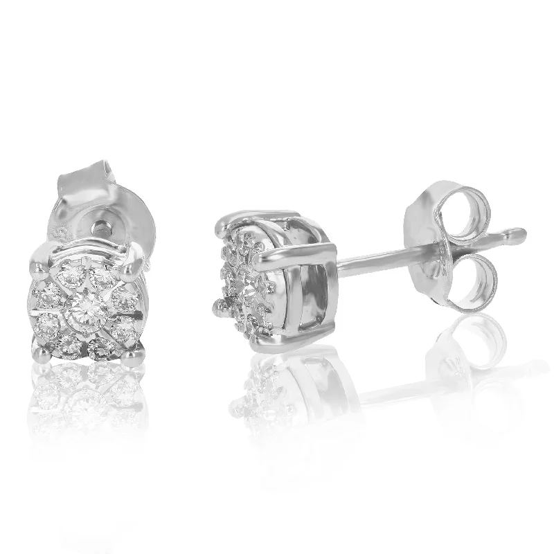 Lightweight Stud Earrings for All Day -1/4 cttw Round Cut Lab Grown Diamond Stud Earrings For Women .925 Sterling Silver Prong Set