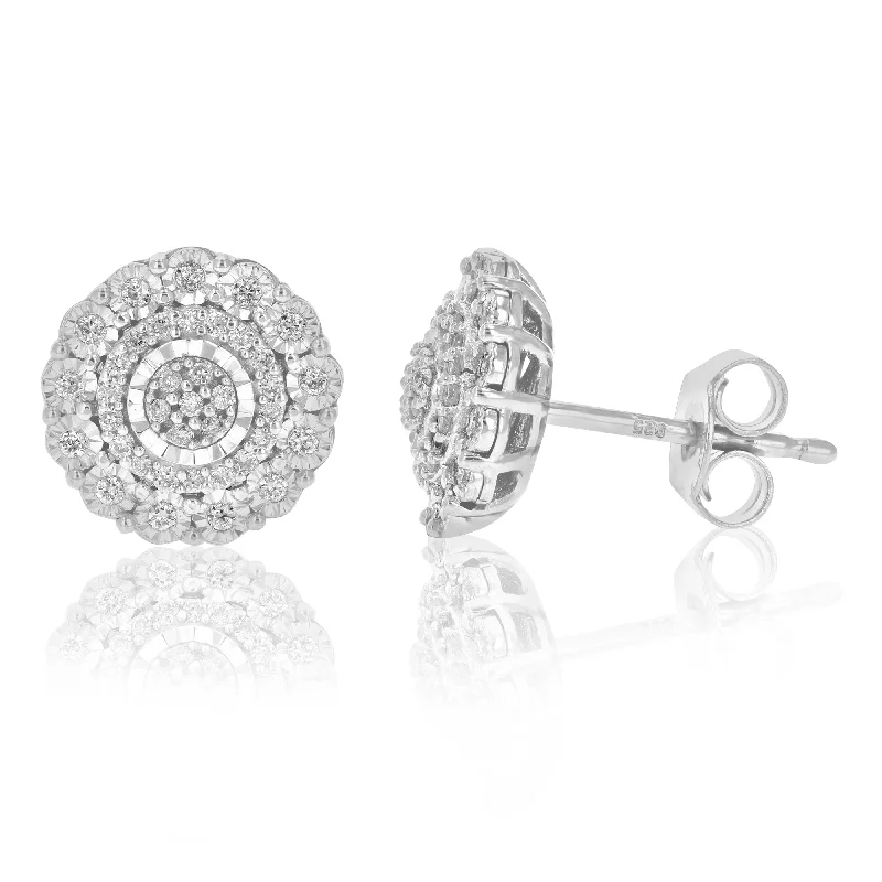 Detachable Stud Earrings with Charms -1/4 cttw Round Lab Grown Diamond Stud Earrings Prong Settings Made with .925 Sterling Silver