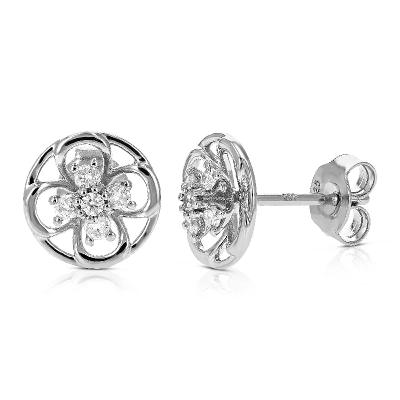 Waterproof Stud Earrings for Outdoor -1/5 cttw Lab Grown Diamond Stud Earrings Gorgeous Prong Setting on .925 Sterling Silver