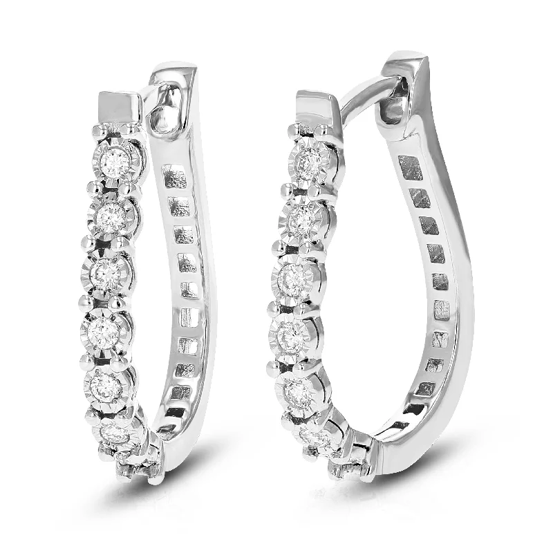 Detachable Stud Earrings with Charms -1/5 cttw Round Lab Grown Diamond Hoop earrings crafted in .925 Sterling Silver with Prong Setting