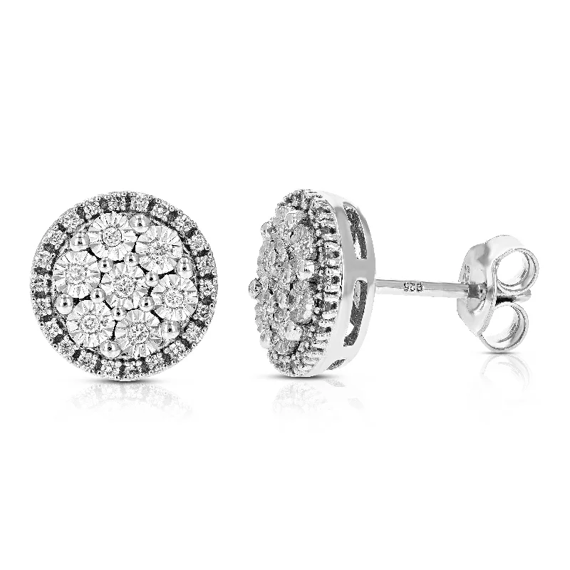 Double Stud Earrings for Impact -1/5 cttw Round Lab Grown Diamond Stud Earrings Beautiful Prong Set on.925 Sterling Silver