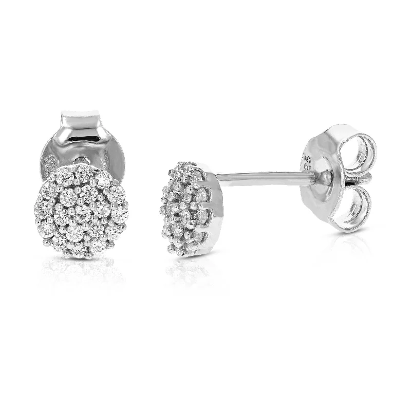 Push Back Stud Earrings for Convenience -1/5 cttw Round Lab Grown Diamond Stud Earrings In .925 Sterling Silver With Prong Settings