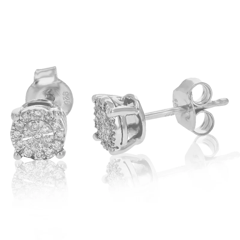 Stud Earrings for Graduation Day -1/6 cttw Lab Grown Diamond Stud Earrings Round Cut and Prong Set In 925 Sterling Silver