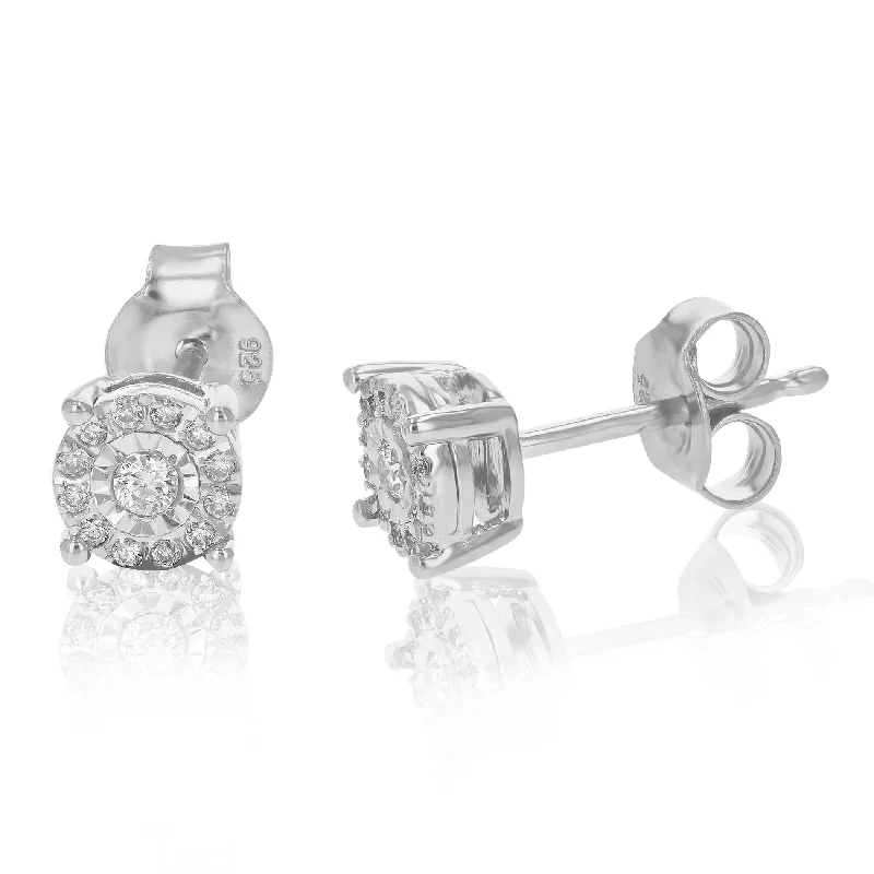 Large Stud Earrings for Statement -1/6 cttw Round Cut Lab Grown Diamond Stud Earrings Prong Set In 925 Sterling Silver