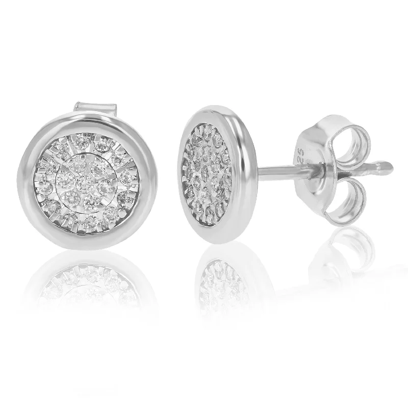 Stud Earrings with Knot Designs -1/6 cttw Round Lab Grown Diamond Stud Earrings .925 Sterling Silver Prong Set