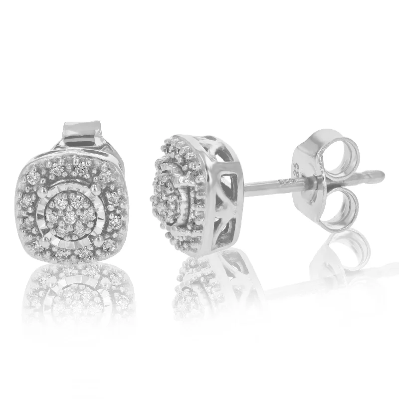 Stud Earrings for Prom Night -1/8 cttw Round Cut Lab Grown Diamond Stud Earrings Made in .925 Sterling Silver Prong Set